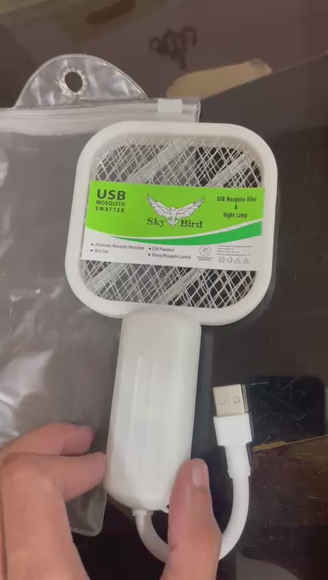 USB Rechargeable Mosquito Killer Racket with UV Light – Portable Electric Mosquito Swatter for Home & Office